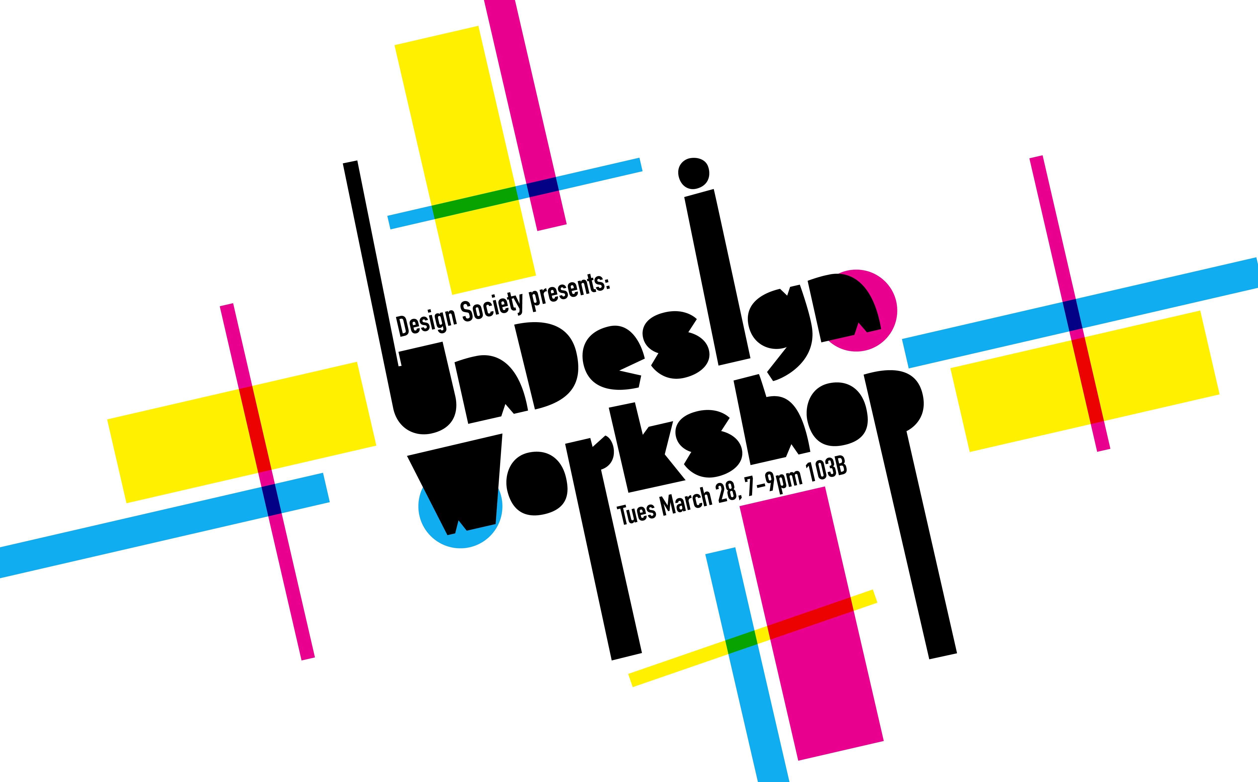 graphic with rectangles at an angle with the text Undesign Workshop
